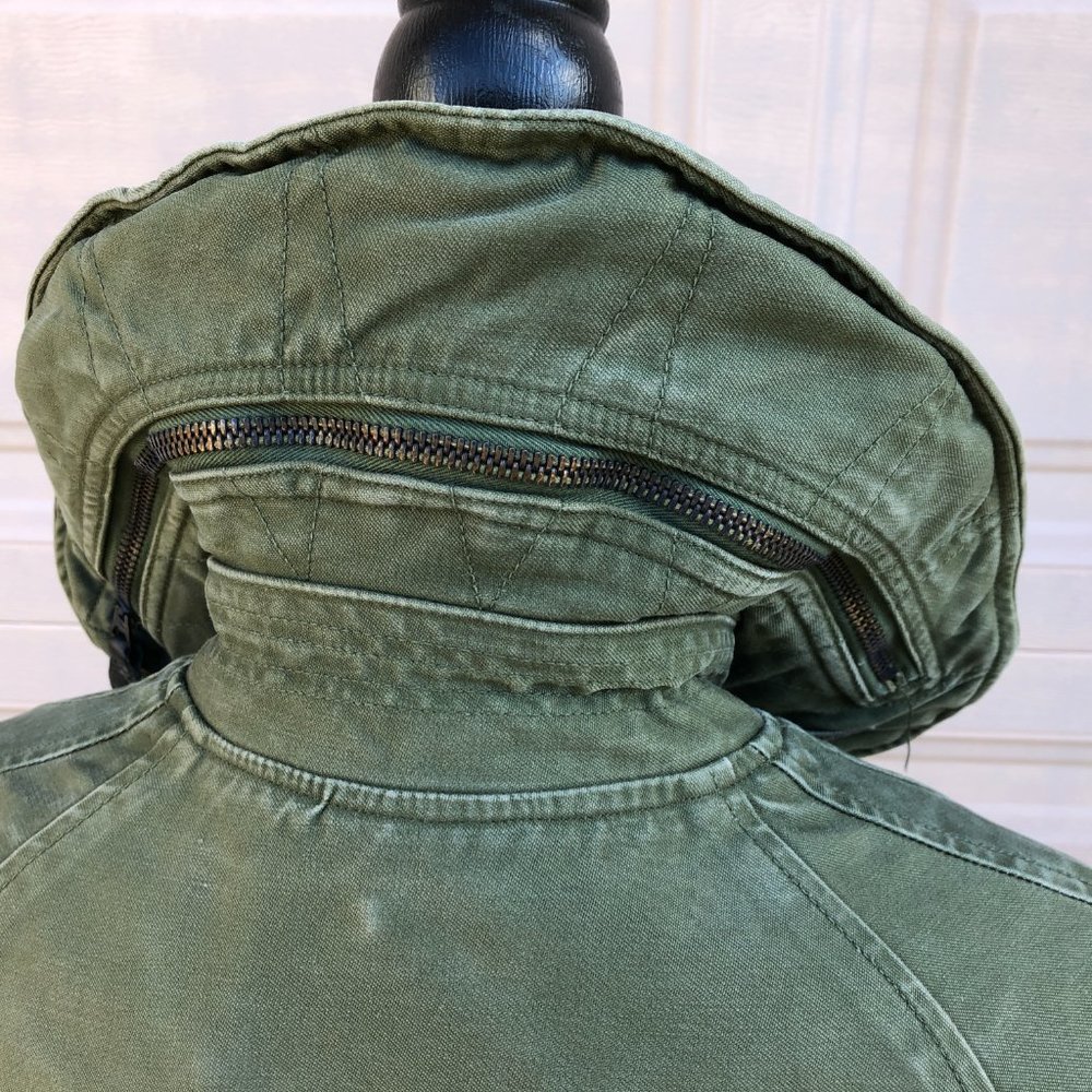 Vintage Men's US Air Force Military Jacket Hood Patches Med Reg Cotton OG 107 - Picture 5 of 12